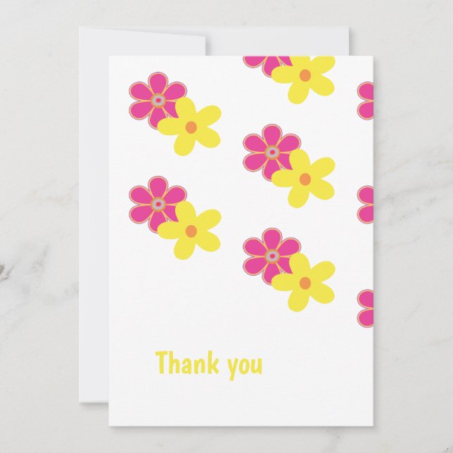 Personalised Retro Pink and Yellow Invitation (Front)