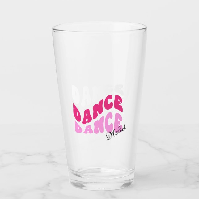 Personalised Retro Pink Name Wavy Typography Glass (Front)