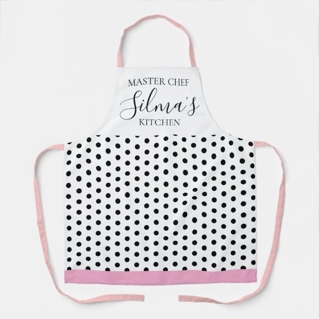 Personalised Retro Polka Dot Cooking Apron (Front)