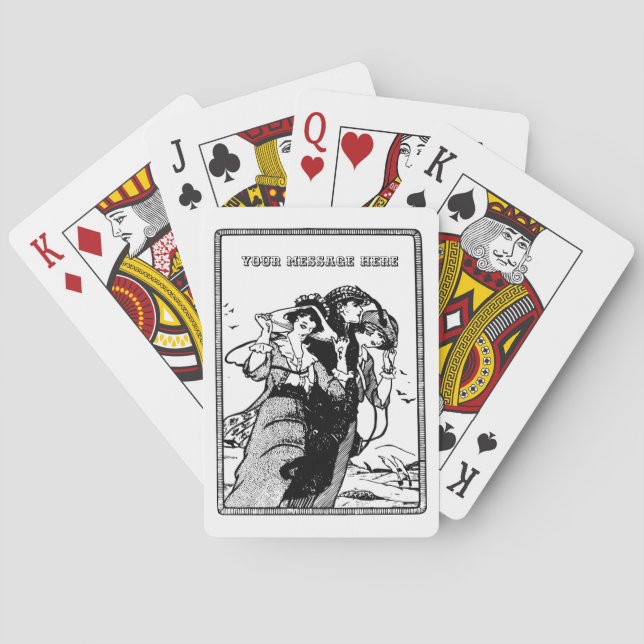 Personalised Retro Polyamory Throuple Spooning Playing Cards (Back)