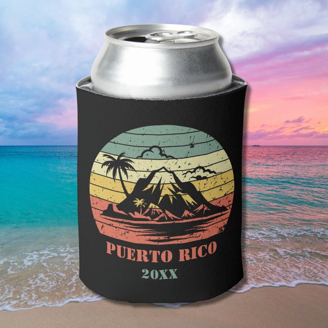Personalised Retro Puerto Rico  Can Cooler (Creator Uploaded)