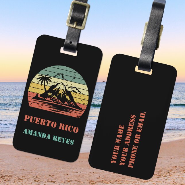 Personalised Retro Puerto Rico  Luggage Tag (Creator Uploaded)