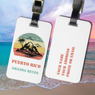 Personalised Retro Puerto Rico  Luggage Tag