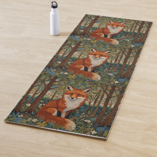 Personalised retro red fox boho botanical yoga mat