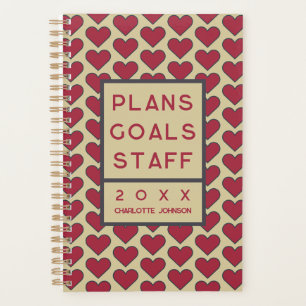 Personalised Retro Red Heart Pattern Planner