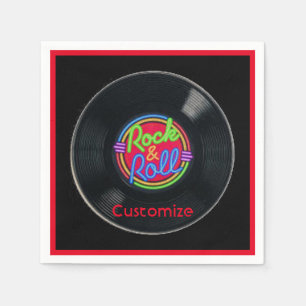 Personalised Retro Rock and Roll Vinyl Napkin