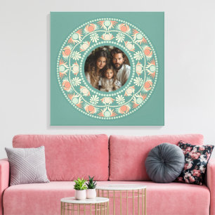 Personalised Retro Sage & Sand Mandala Photo Frame Canvas Print