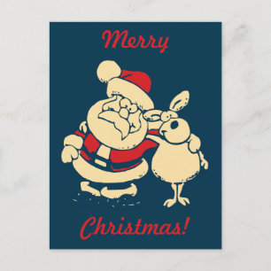 Personalised Retro Santa with Message Holiday Postcard