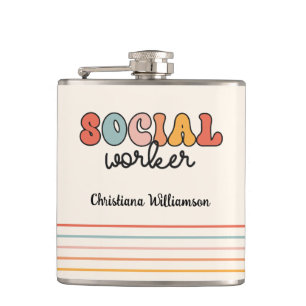 Personalised Retro Social Worker Hip Flask