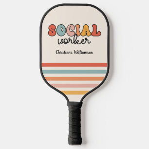 Personalised Retro Social Worker Pickleball Paddle