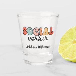 Personalised Retro Social Worker Shot Glass