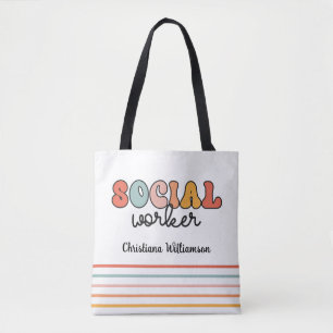 Personalised Retro Social Worker Tote Bag