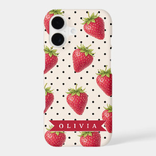Personalised Retro Strawberry Polka Dot Vintage