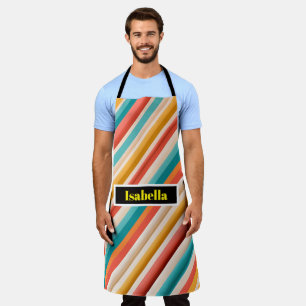 Personalised Retro Striped All-Over Apron