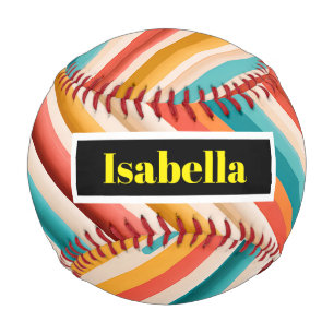 Personalised Retro Striped Baseball Colourful