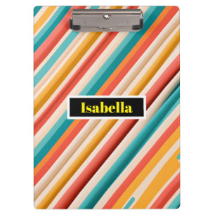 Personalised Retro Striped Clipboard Colourful
