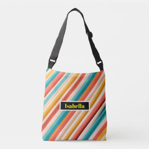 Personalised Retro Striped Cross-Body Bag