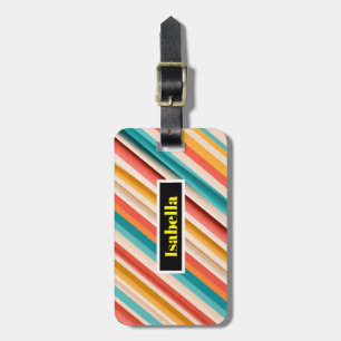 Personalised Retro Striped Double-Sided Luggage Tag
