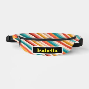 Personalised Retro Striped Fanny Pack Colourful