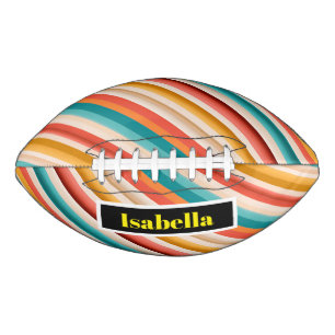 Personalised Retro Striped Football   Colourful 
