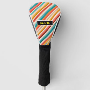 Personalised Retro Striped Golf Driver Cover