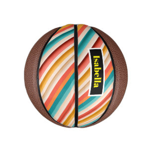 Personalised Retro Striped Mini Basketball