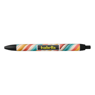 Personalised Retro Striped Pattern Pen   Colourful