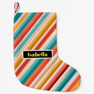 Personalised Retro Striped Small Christmas Stocking