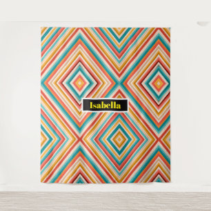 Personalised Retro Striped Tapestry Colourful