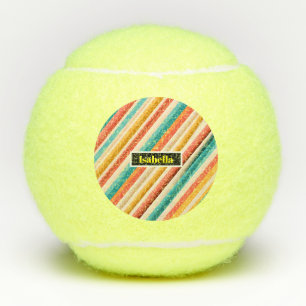 Personalised Retro Striped Tennis Balls   Colourfu