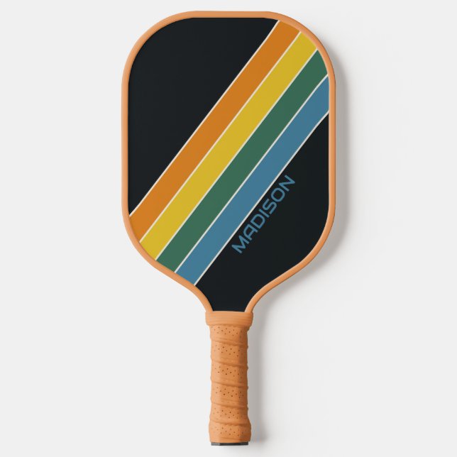 Personalised Retro Stripes Pickleball Paddle (Front)