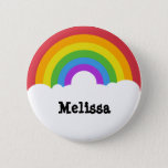 Personalised Retro Style Round Rainbow and Clouds 6 Cm Round Badge<br><div class="desc">Add your own name or a custom message to create your own unique pin or button. This round button features a simple retro style rainbow illustration in bright colours with white clouds below. Your name or other text appears in black lettering against the white clouds.</div>