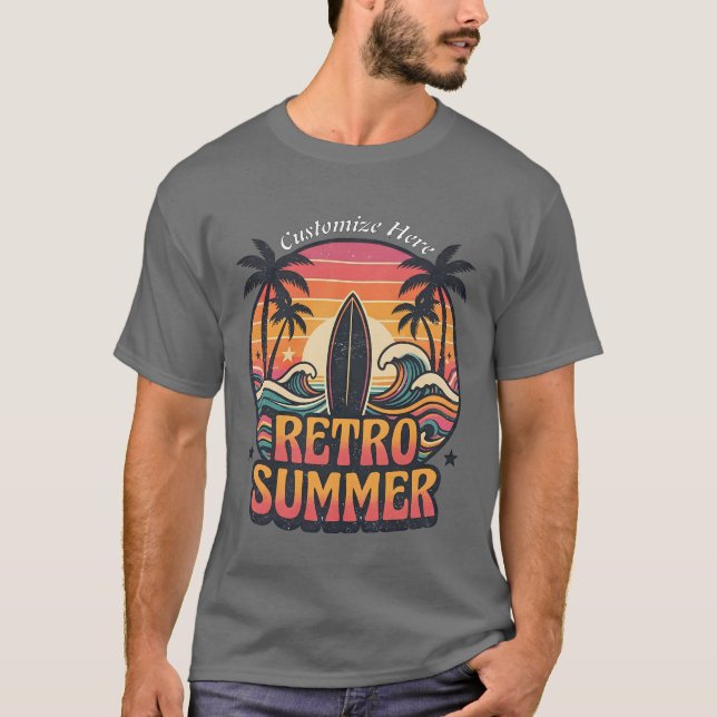 Personalised Retro Summer Surf T-Shirt | Custom  (Front)