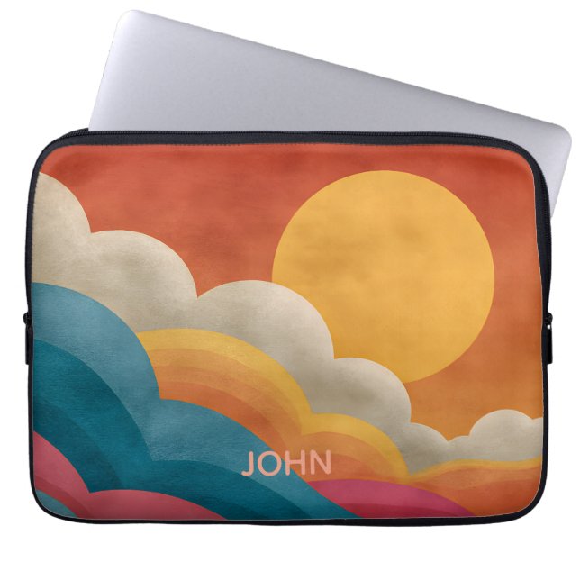 Personalised Retro Sunset Laptop Sleeve | Custom  (Front)