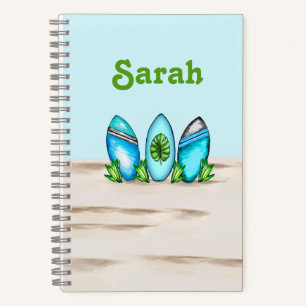 Personalised Retro Surfboards Notebook