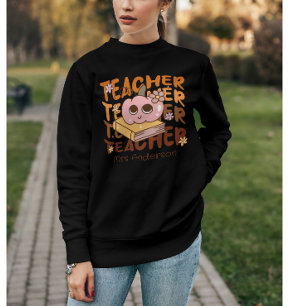 Personalised Retro Teacher Halloween– Pumpkin Sweatshirt