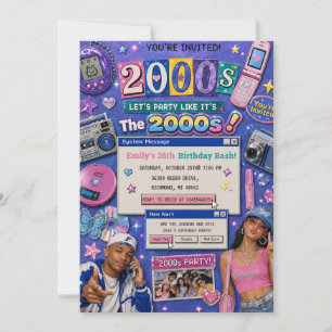 Personalised Retro Teen Y2K Birthday Photo Invitation