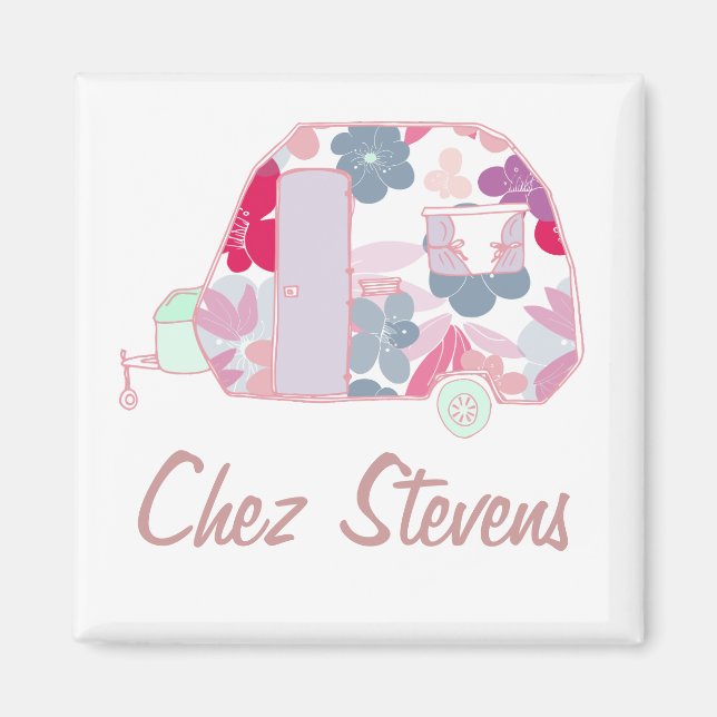 Personalised Retro Vintage Caravan Design Magnets (Front)