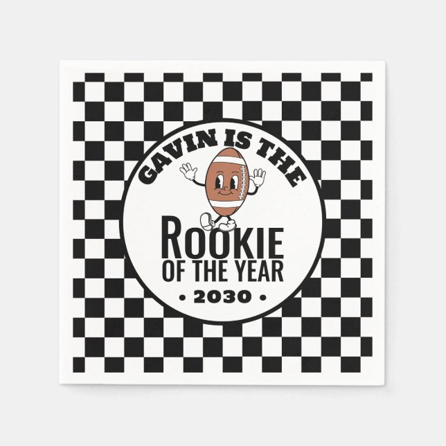 Personalised Retro Vintage Football Birthday Party Napkin (Front)