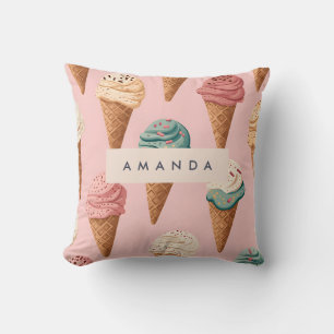 Personalised Retro Vintage Ice Cream Cone Pattern Cushion