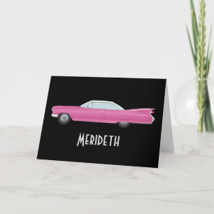 Personalised Retro Vintage Pink Car Note Cards