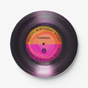 Personalised Retro Vinyl Record Birthday Party   Paper Plate