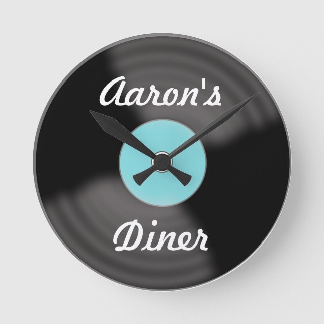 Personalised Retro Vinyl Record Wall Clock Gift (Front)