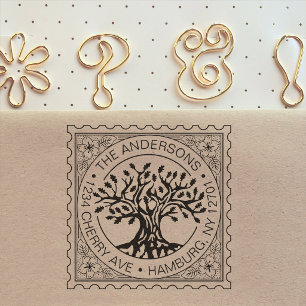 Personalised Return Address Custom Oak Tree Family Self-inking Stamp