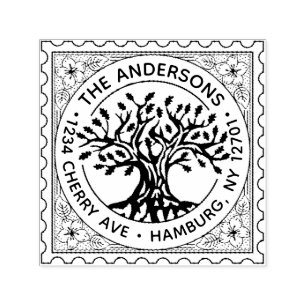 Personalised Return Address Custom Oak Tree Family Self-inking Stamp