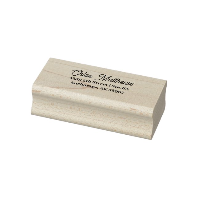 Personalised Return Address Elegant Script Wood  Rubber Stamp (Stamp)