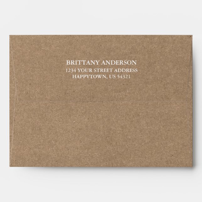 Personalised Return Address Kraft Style Invitation Envelope (Back (Top Flap))