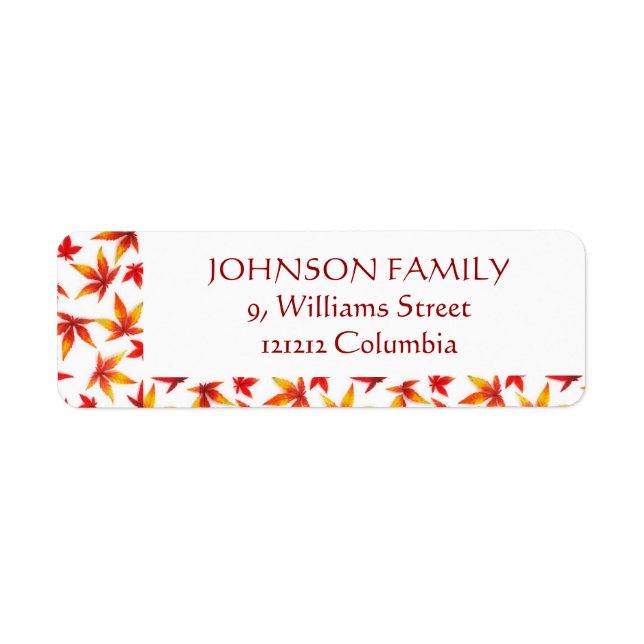 Personalised Return Address Labels - Autumn Leaves (Front)