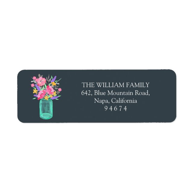 Personalised Return Address Rustic Mason Jar Label (Front)