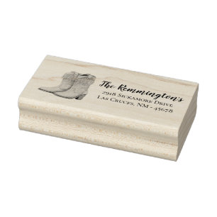 Personalised Return Address Stamp Blue Wood Barn D